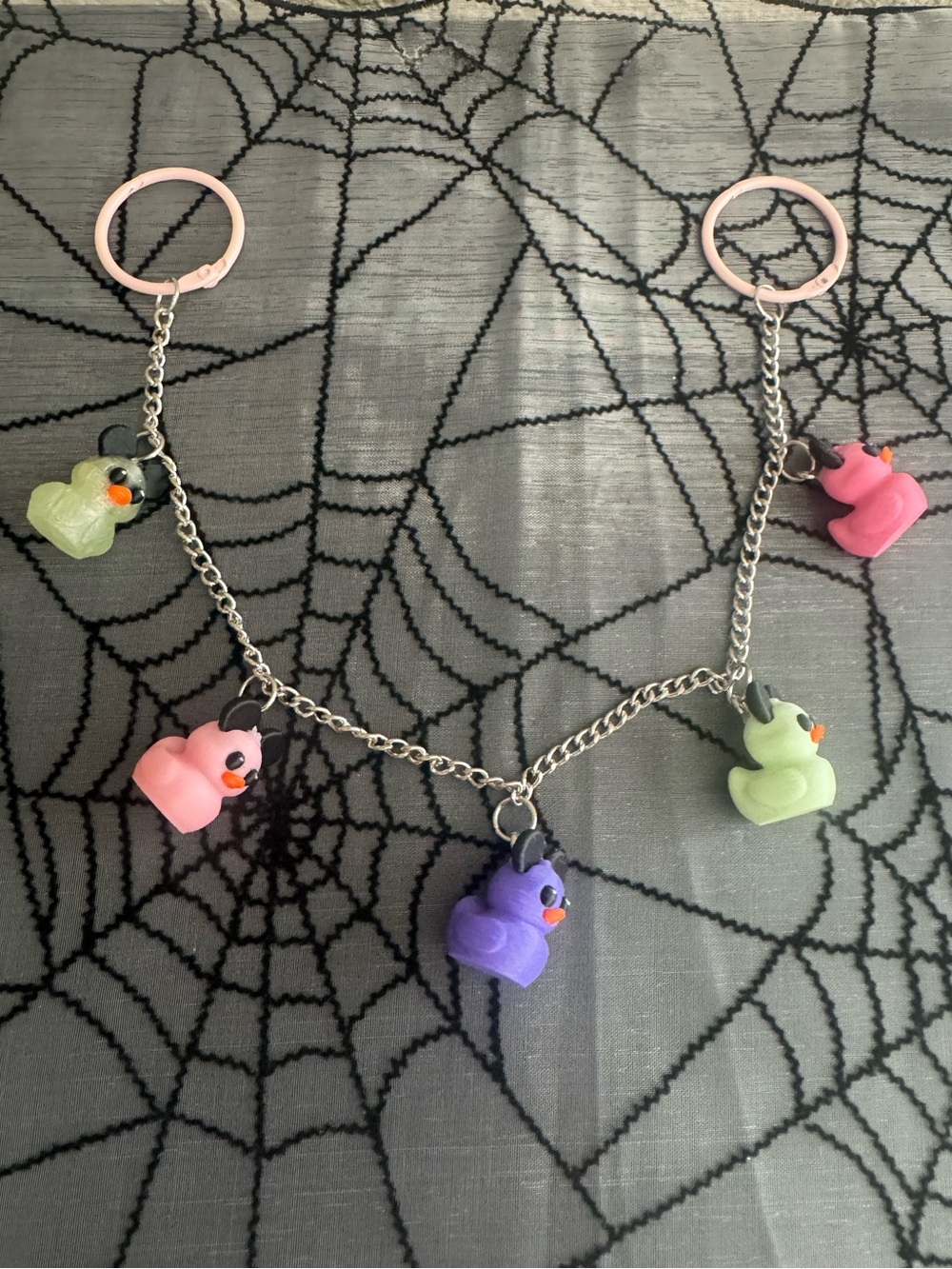 Colorful Rubber Duck Charm Keychain Bracelet - Kids Accessories